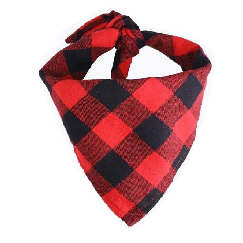 Red Black Plaid Pet Bandana - Dog & Cat Kerchief