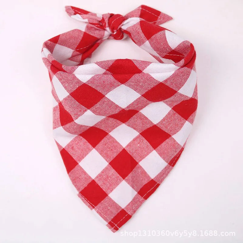 Red Black Plaid Pet Bandana - Dog & Cat Kerchief