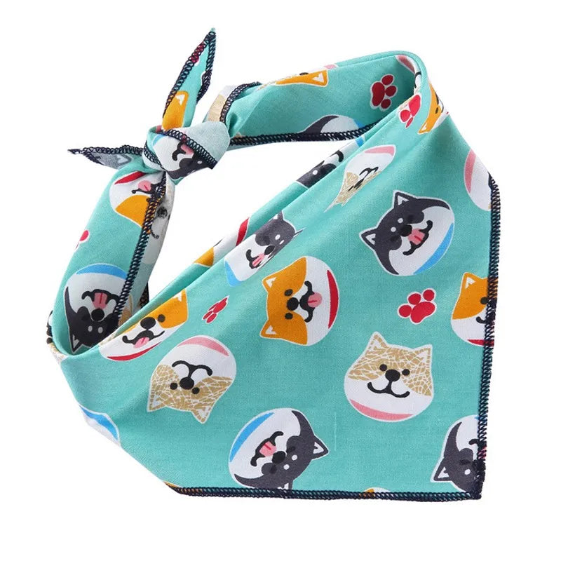 Soft Flower Pattern Pet Triangle Bandana