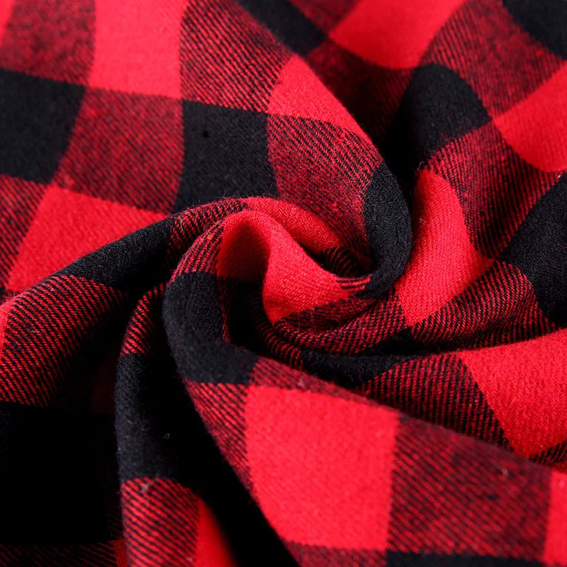 Red Black Plaid Pet Bandana - Dog & Cat Kerchief