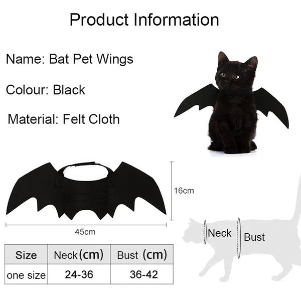 Halloween Pet Costume Black Bat Wings Harness
