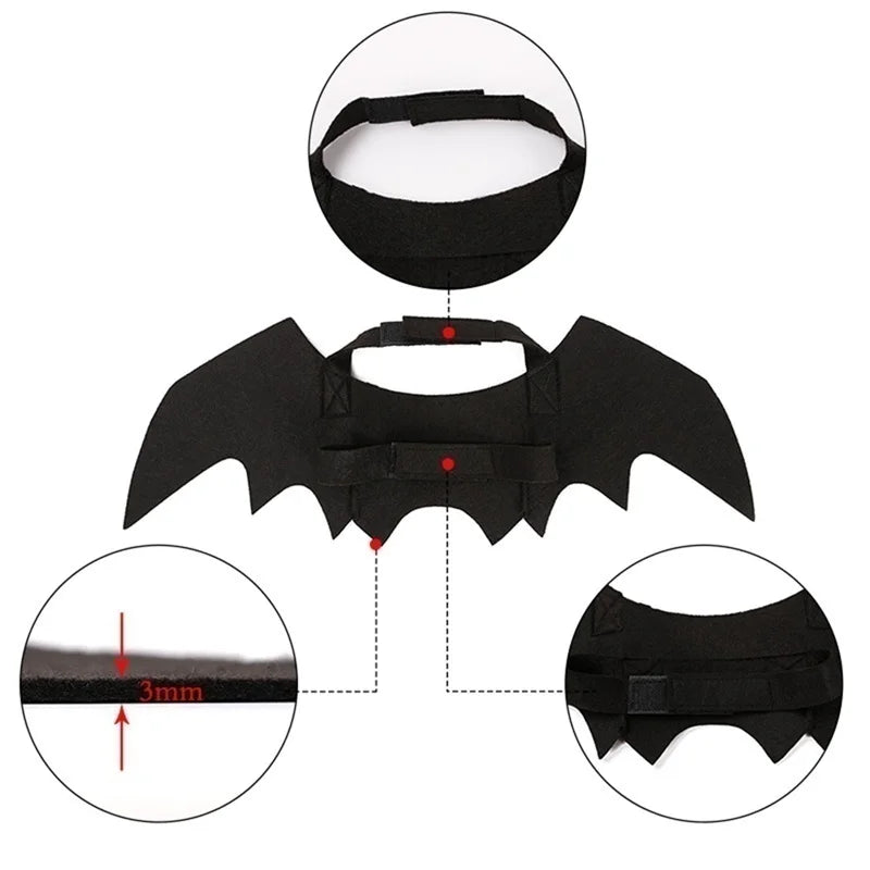 Halloween Pet Costume Black Bat Wings Harness