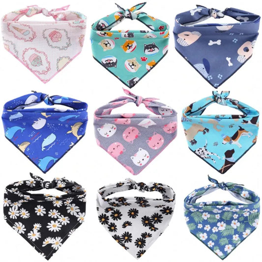 Soft Flower Pattern Pet Triangle Bandana